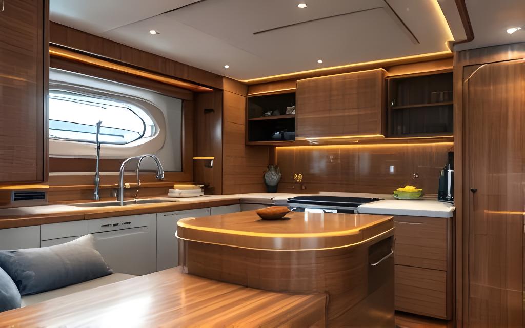 Yacht-Kabinenausbau mit massgefertigten Holzoberflächen und präzisen Einbauten am Vierwaldstättersee